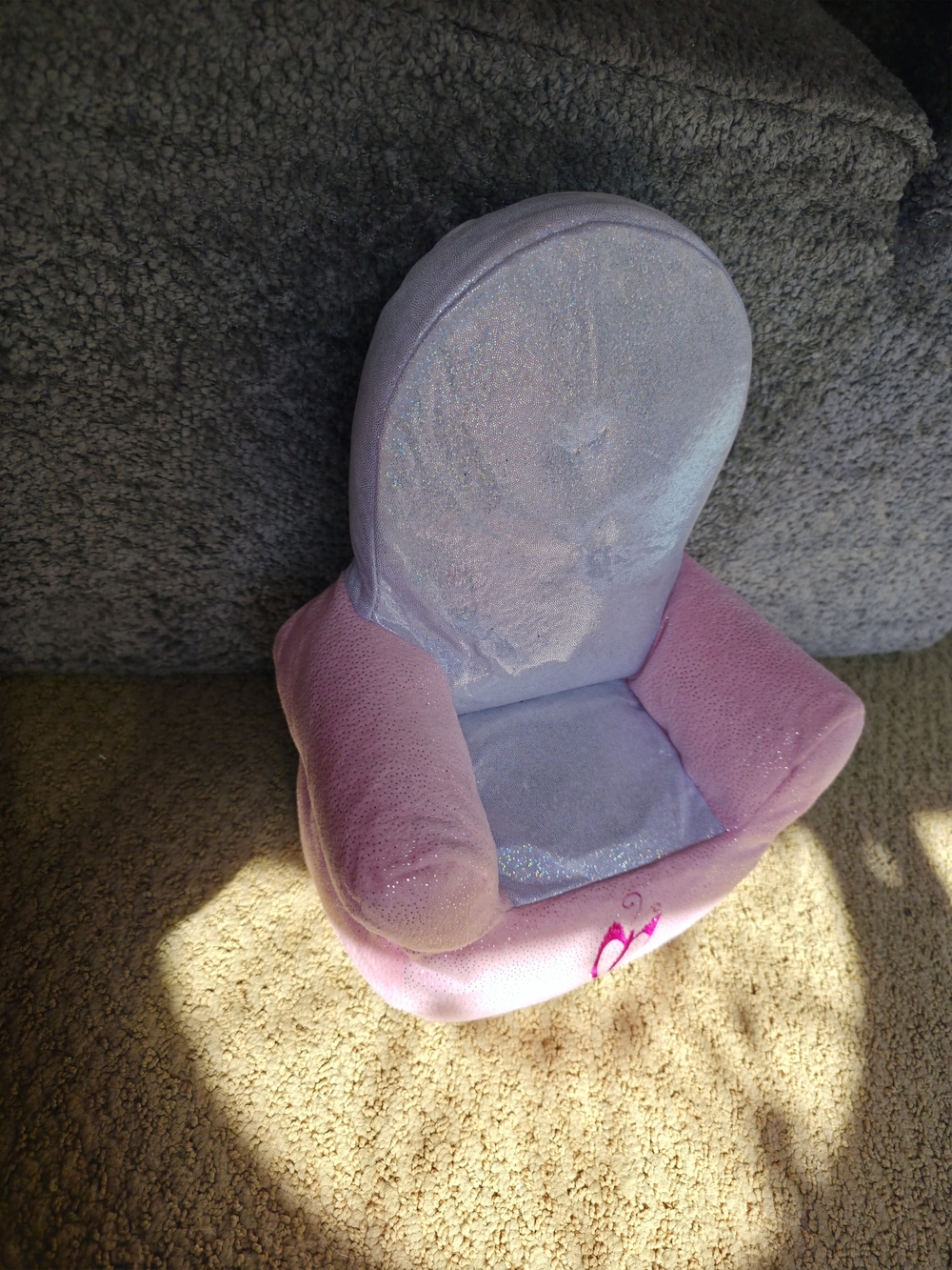 Plush Kids Armchair in Pink and Lavender - Cozy Doll Seat